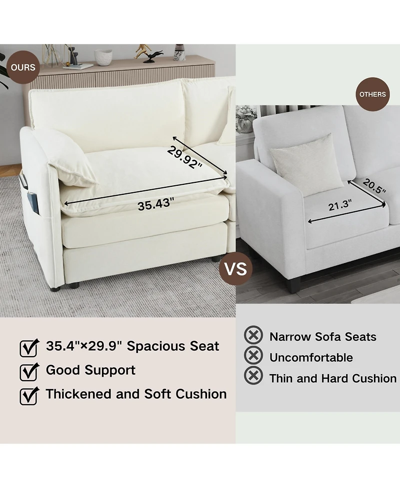 Clihome Oversized Chenille Loveseat Sofa, 2-Seater Small Cloud Couch, Modern Comfy Deep Seat Love Seat,Chenille