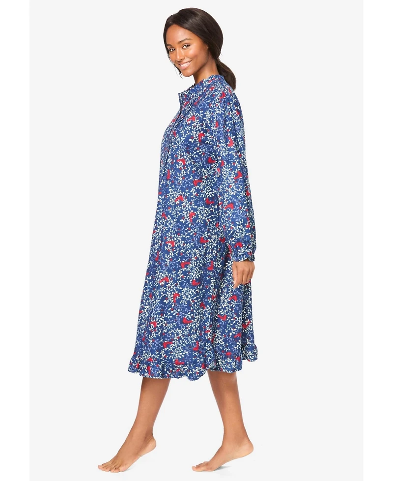 Only Neccessities Women's Cotton Flannel Print Short Gown
