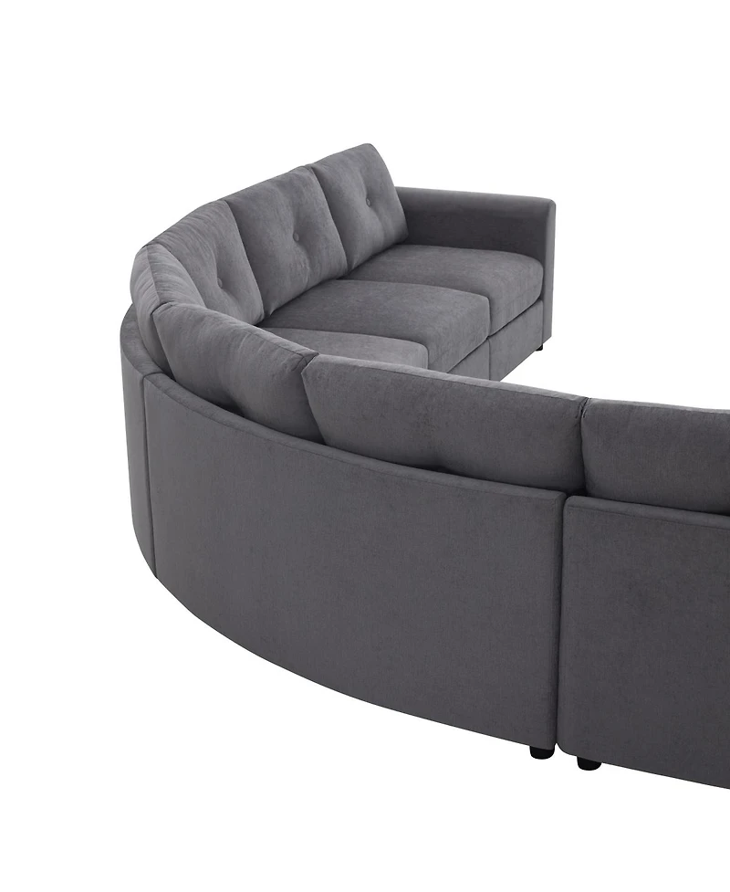 Streamdale Furniture 6-Piece Upholstered Curved Modular Sectional Sofa with Button Tufted Back