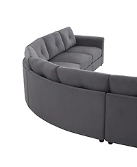 Streamdale Furniture 6-Piece Upholstered Curved Modular Sectional Sofa with Button Tufted Back
