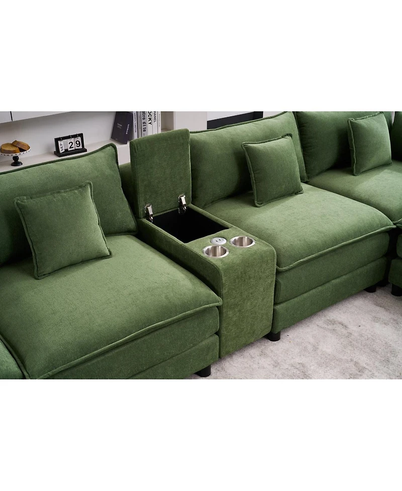 Streamdale Furniture Modular U-Shaped Cloud Sectional Sofa with Storage