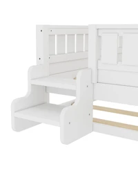 Streamdale Furniture Twin Bed with Bookshelves, Staircase, Safety Rails, and Trundle