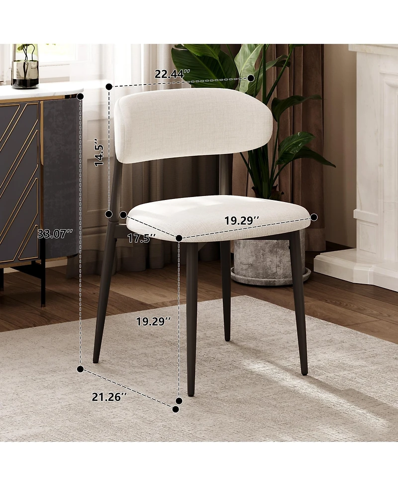 flynama Set of 2 Fabric Metal Dining Chairs, Farmhouse Style Rustic Chairs 250lb Capacity