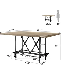 Tribesigns 63-Inch Industrial Bar Table with Metal Footrest, Counter Height Pub Table for Kitchen, Home Bar and Entertaining