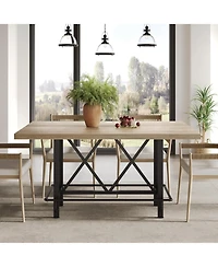 Tribesigns 63-Inch Industrial Bar Table with Metal Footrest, Counter Height Pub Table for Kitchen, Home Bar and Entertaining