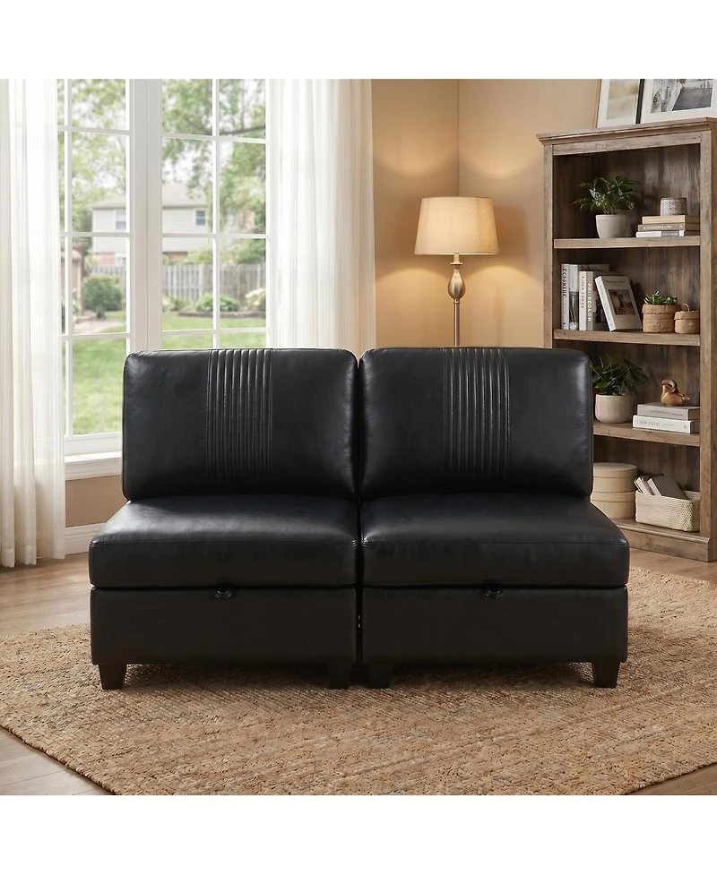 Streamdale Furniture Flexible Modular Pu Sofa with Storage and Sleeper Function - 2 Seater
