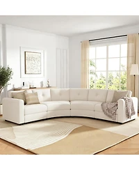 Streamdale Furniture 4-Piece Upholstered Curved Modular Sectional Sofa with Button Tufted Back