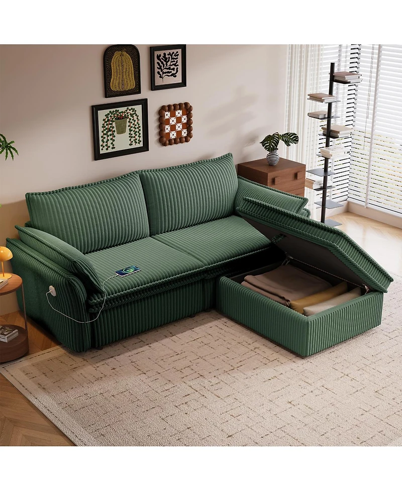 Streamdale Furniture 85-Inch Convertible Plush Sofa Bed - Two-in-One Living Room Design