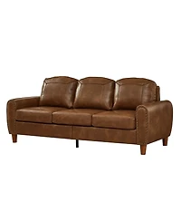 Streamdale Furniture 81.5" Classic Faux Leather Rolled Arm Sofa with Solid Wood Legs
