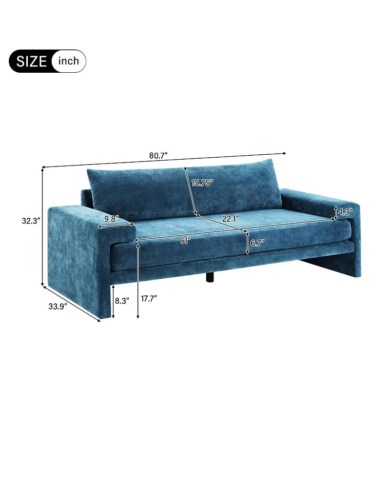 Streamdale Furniture Chenille 3-Seater Sofa with Wide Armrests and Ergonomic Support