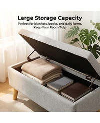 Streamdale Furniture Wide Upholstered Storage Ottoman Bench with Built-in Tray