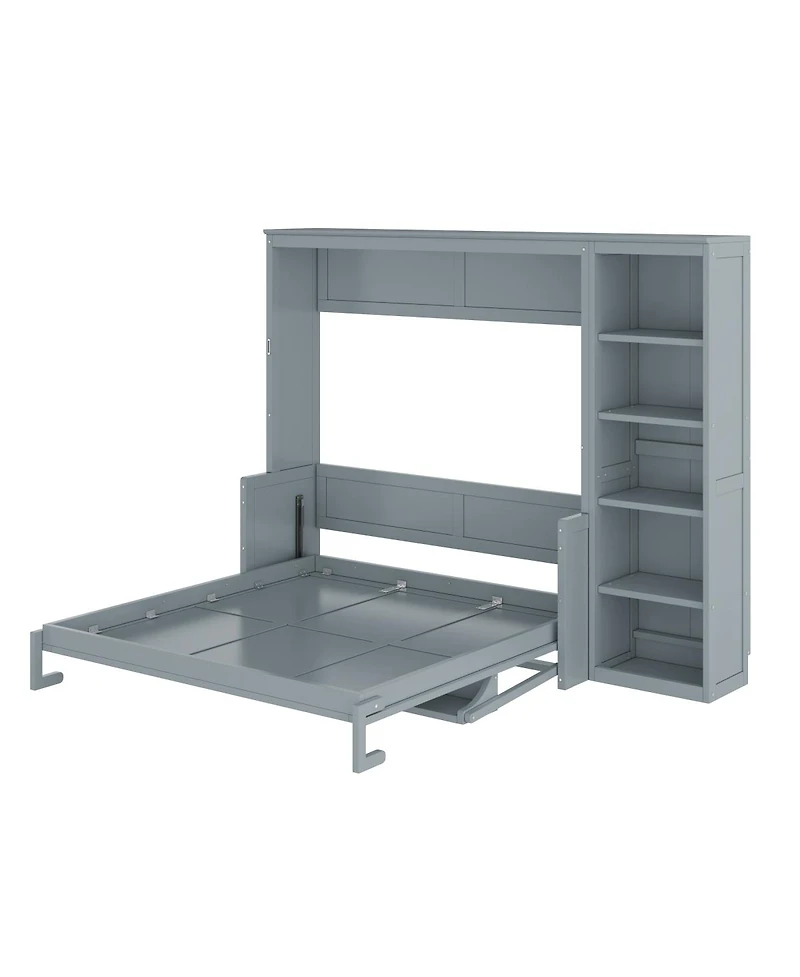 Streamdale Furniture Queen Size Murphy Bed with Desk and Bookshelf