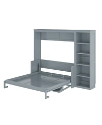 Streamdale Furniture Queen Size Murphy Bed with Desk and Bookshelf