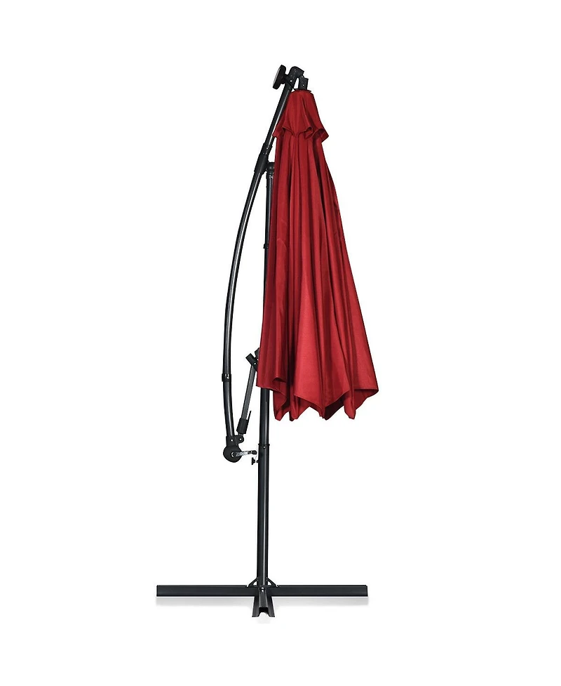 Sugift 10 feet 360degree(s) Rotation Solar Powered Led Patio Offset Umbrella without Weight Base