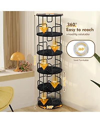 flynama 5-Tier 360 Degree Rotating Bookshelf Tower Stable Metal Frame Vertical Round Home Bedroom Storage Rack