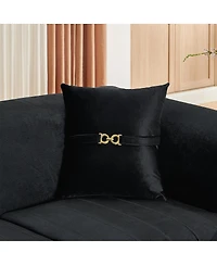 Streamdale Furniture 83.5" Modern Velvet 3-Seater Sofa with Gold Trim and 2 Pillows