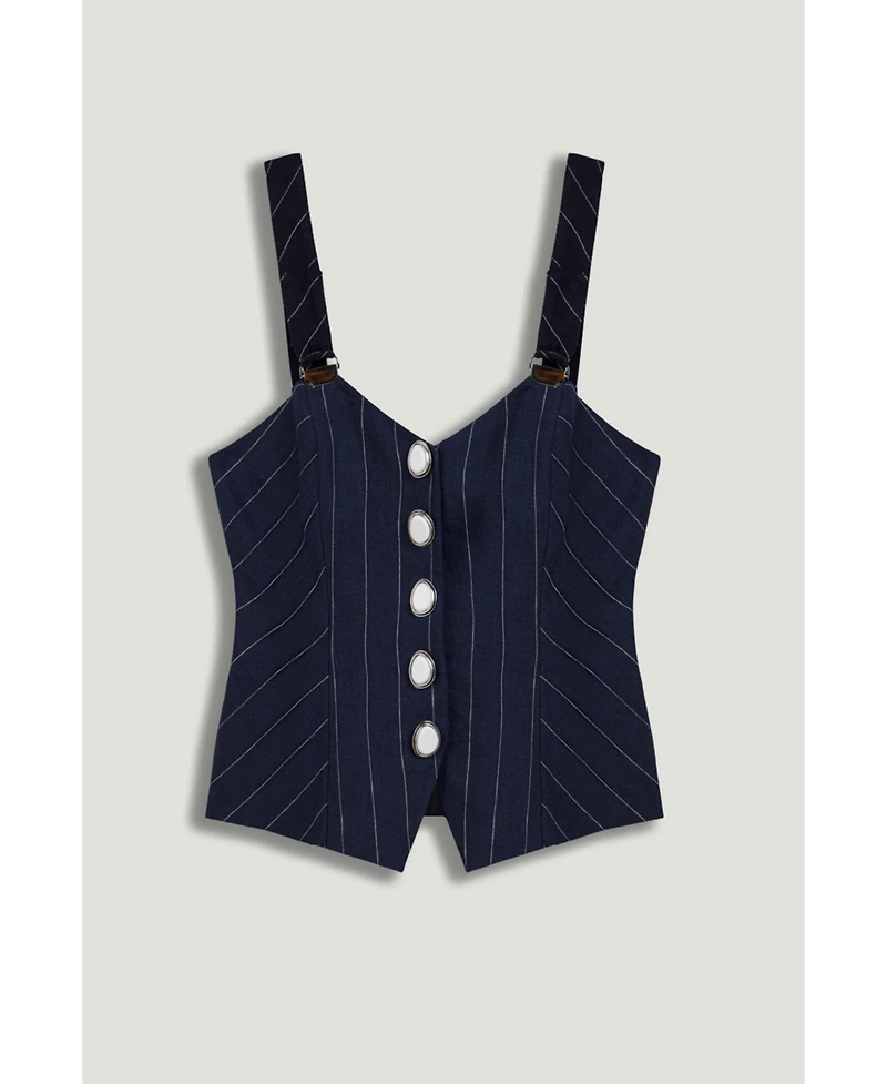 Nocturne Women's Pinstripe Corset Bustier Top