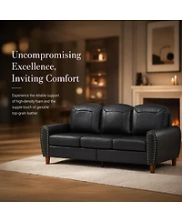 Streamdale Furniture 81.5" Classic Faux Leather Rolled Arm Sofa with Solid Wood Legs