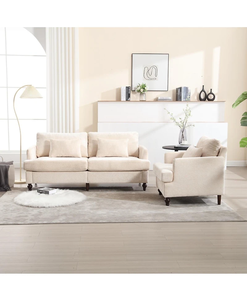 Streamdale Furniture Mid-Century Modern Chenille 2-Seat Loveseat Sofa