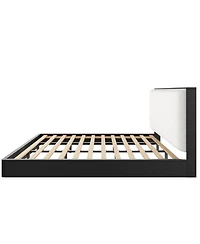 Streamdale Furniture Solid Wood King Platform Bed with Boucle Upholstered Headboard