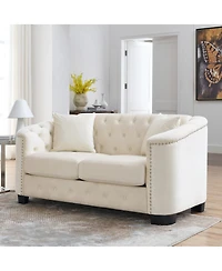 Streamdale Furniture 59-Inch Modern Chesterfield Velvet 2-Seater Sofa with Nailhead Trim