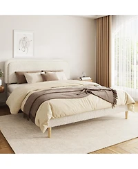 Streamdale Furniture Plush Upholstered King Platform Bed with Adjustable Headboard