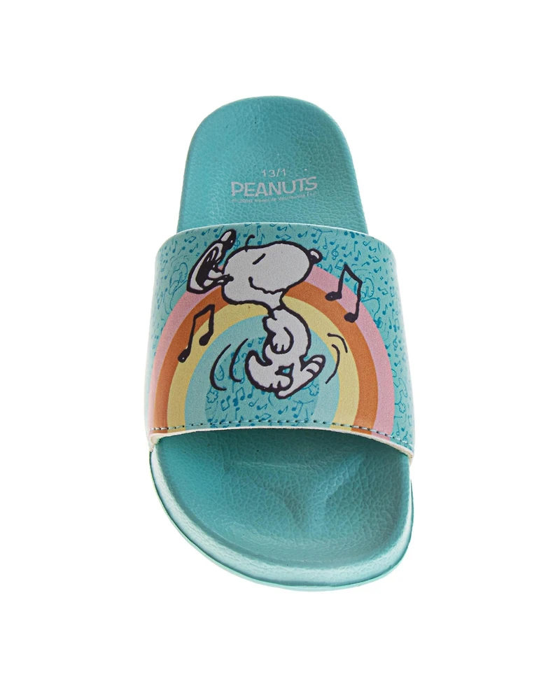 Snoopy Little Girls Peanuts Musical 2 - 13 Teal Eva Slides