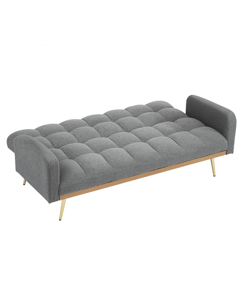 Streamdale Furniture 69" Soft Teddy Fleece Adjustable Sofa Bed for Small Spaces