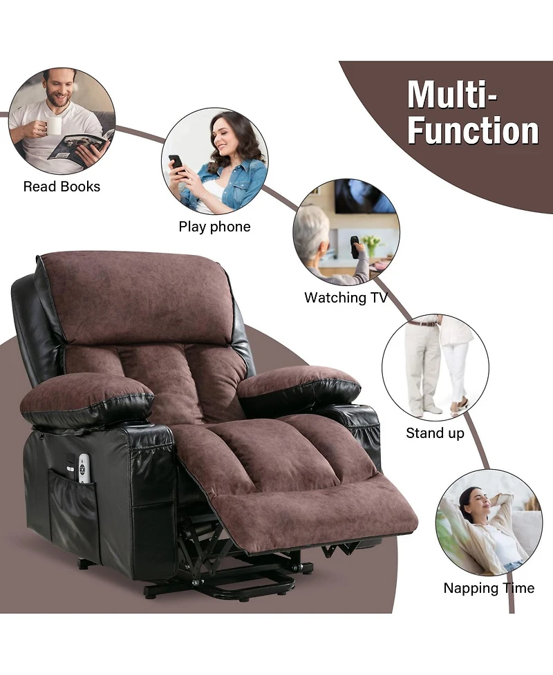 Streamdale Furniture Power Electric Massage Lift Recliner with Heat, Vibration, and Usb