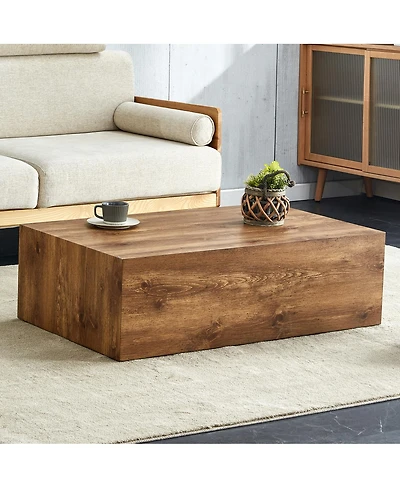 Streamdale Furniture Wabi-Sabi Wood-Grain Mdf Square Coffee Table (39.4" x 21.7" x 11.8)
