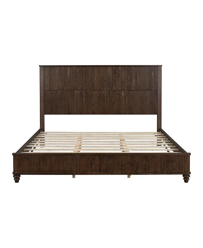 Streamdale Furniture King Size Solid Wood Platform Bed Frame with Tall Headboard