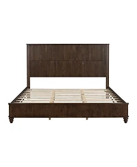 Streamdale Furniture King Size Solid Wood Platform Bed Frame with Tall Headboard