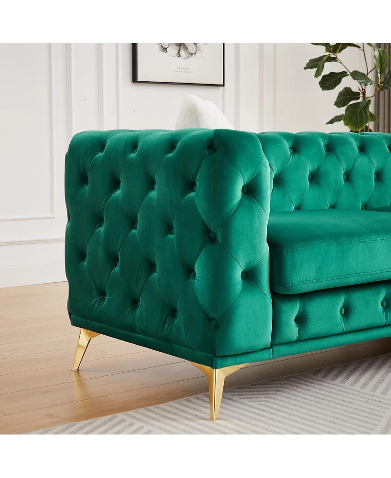 Streamdale Furniture 3+2 Seater Velvet Sofa with Solid Wood Frame and Metal Feet
