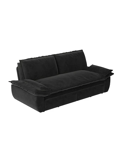 Streamdale Furniture 73.2" Queen 3-in-1 Convertible Velvet Pull-Out Sleeper Sofa
