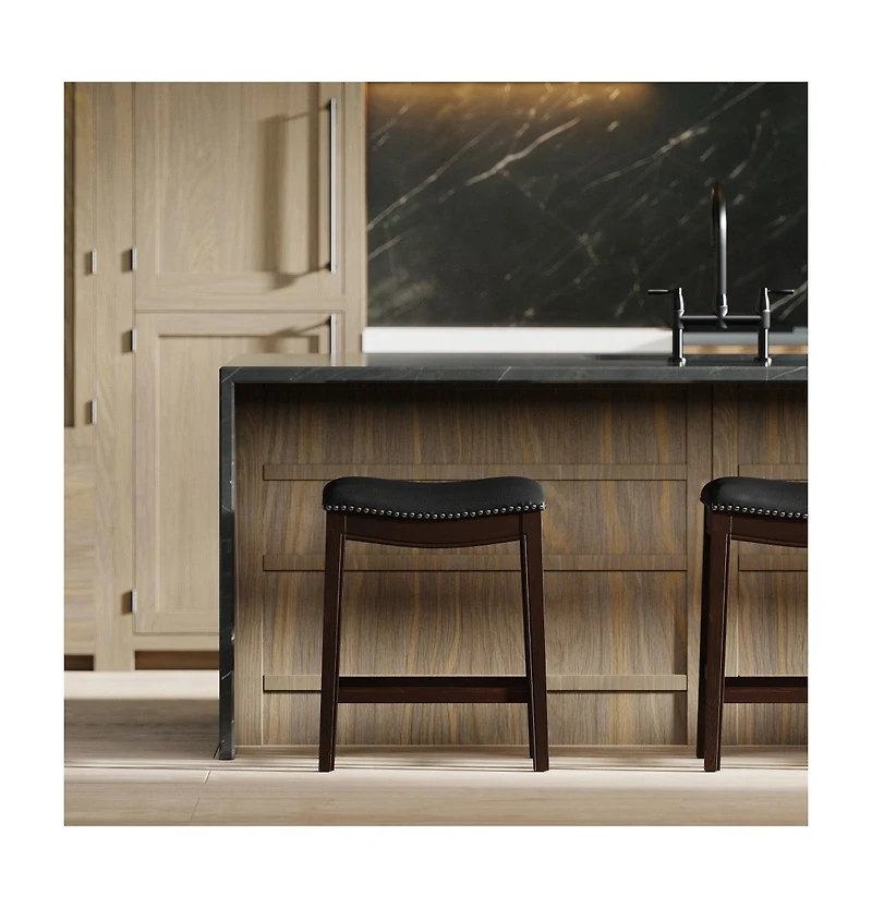 HomeRoots 26" Solid Wood Backless Counter Height Bar Chair