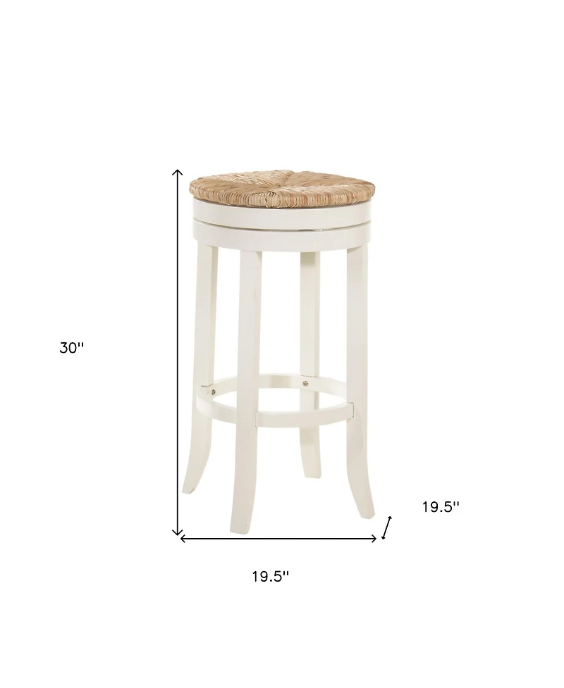 HomeRoots 30" Solid Wood Swivel Backless Bar Height Bar Chair