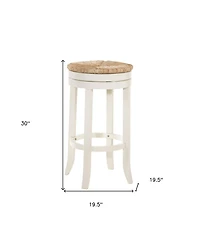HomeRoots 30" Solid Wood Swivel Backless Bar Height Bar Chair