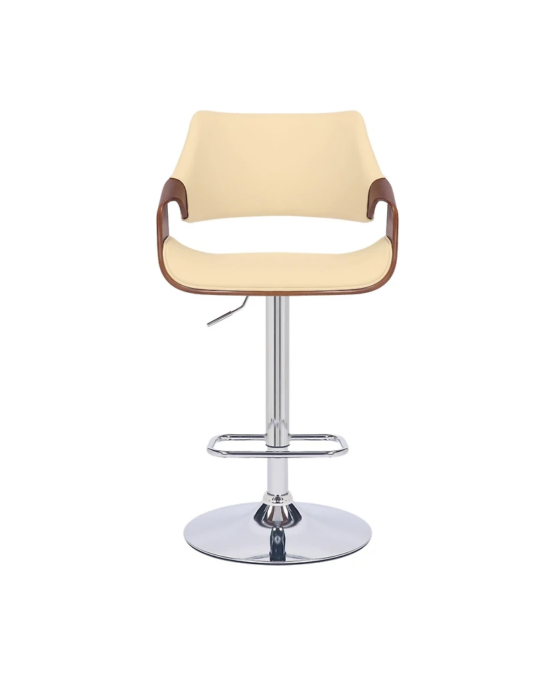 HomeRoots Faux Leather Iron and Wood Adjustable Height Swivel Bar Chair
