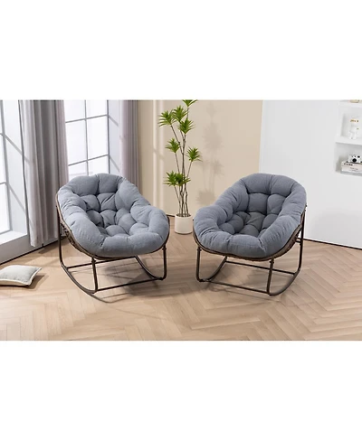 Streamdale Furniture Outdoor Rattan Rocking Chair with Padded Cushion