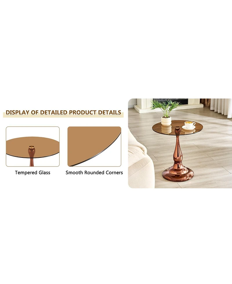 Streamdale Furniture Modern and Glass Round Side Table (19.6" Diameter)
