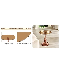 Streamdale Furniture Modern and Glass Round Side Table (19.6" Diameter)