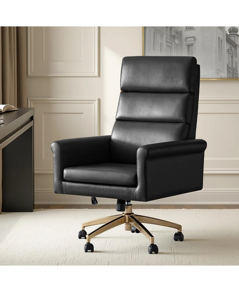 Hulala Home Morpheus 46.5"H Transitional Leather Tilting Adjustable Height Executive Chair with Ergonomic Segmented Back