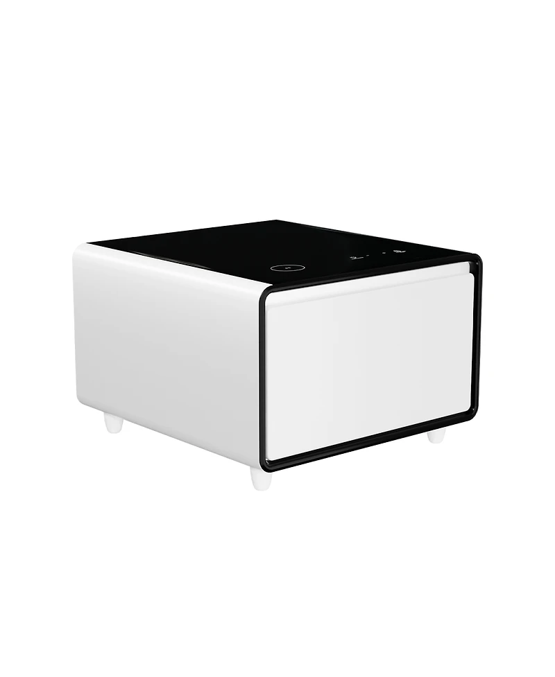 Streamdale Furniture Smart Side Table with Fridge, Wireless Charging, and Power Ports