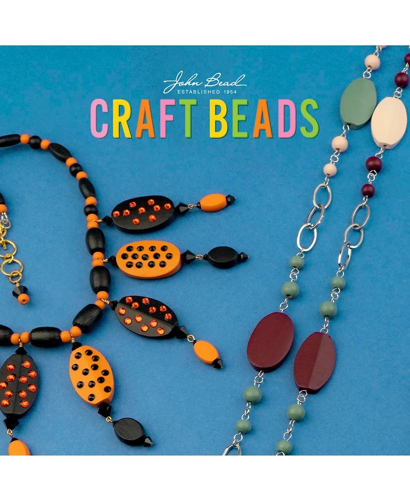 John Bead 90g Craft Wood Beads with Elastic Nylon Cord
