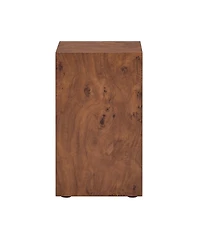 Streamdale Furniture Premium Burl Walnut Veneer Adjustable Cube Side Table, 11.8" x 11.8" x 19.7