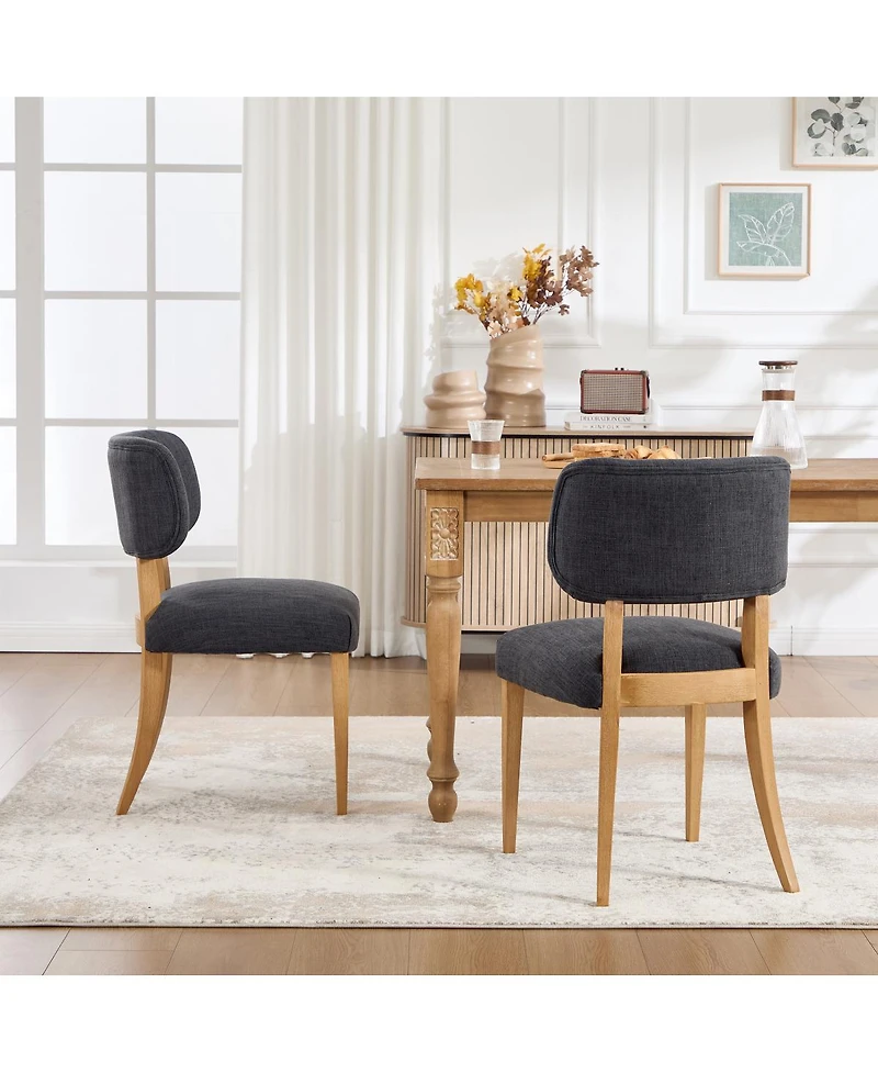 Streamdale Furniture Set of 2 Modern Upholstered Wooden Dining Chairs