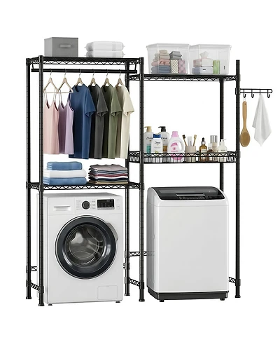 Streamdale Furniture 4-Tier Over-Washer/Dryer Storage Rack with Drying Hooks