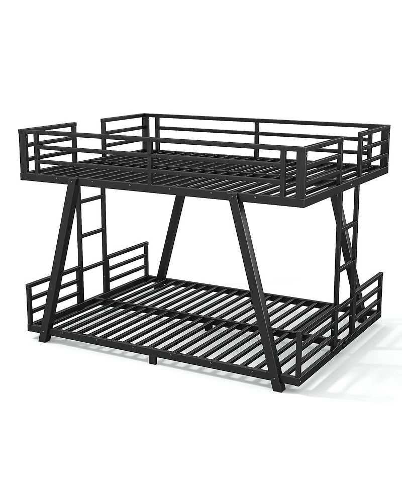 Streamdale Furniture Queen over Queen Metal Bunk Bed with Side Ladders