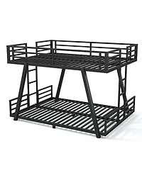 Streamdale Furniture Queen over Queen Metal Bunk Bed with Side Ladders