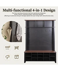Streamdale Furniture Farmhouse 4-in-1 Hall Tree with Bench and Shoe Storage